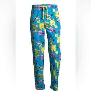 Sesame Street AOP Pastel Character Art Men's Blue Sleep Pajama Pants Sz L NWT
